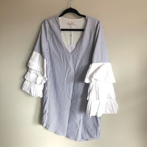 WAYF | stripe and tier sleeve dress